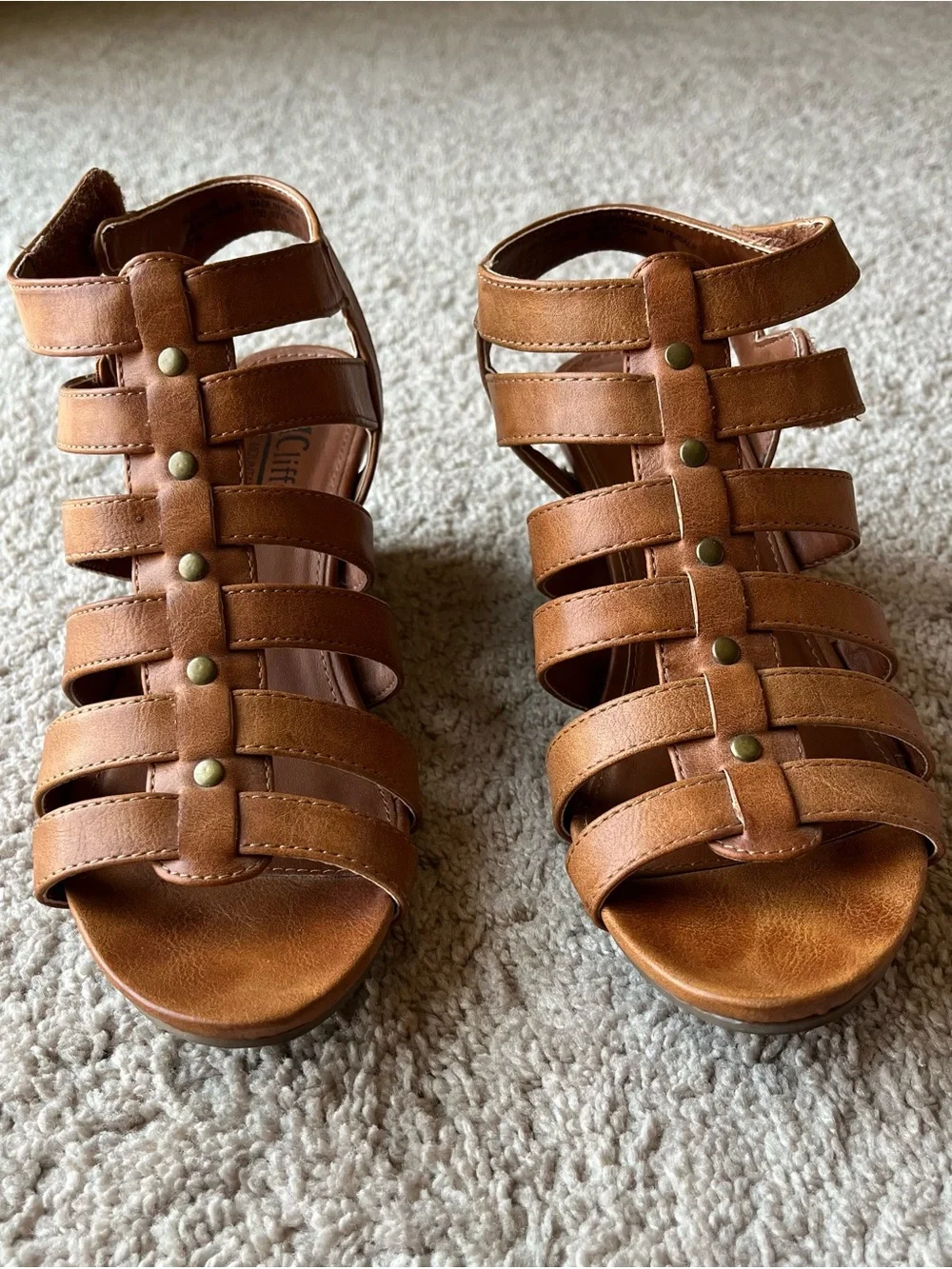 White Mountain Brown Strappy Gladiator Wedge Sandals